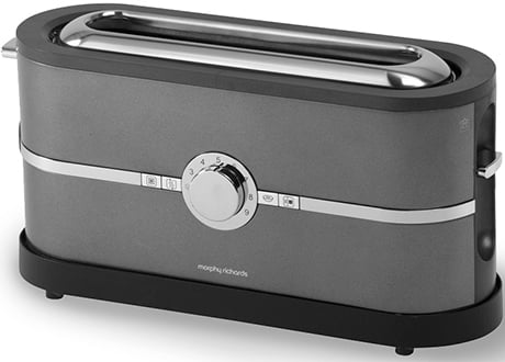 Toaster - Slim long-slot toaster with glass or aluminium front