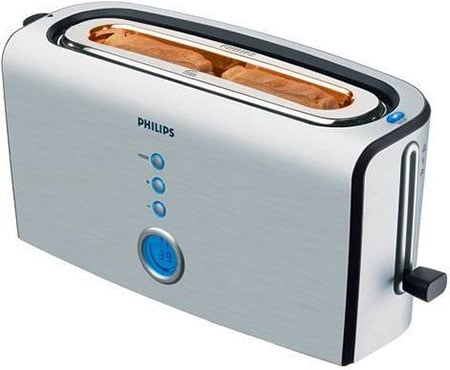 Toaster - Slim long-slot toaster with glass or aluminium front