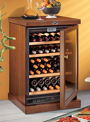 wooden wine fridge